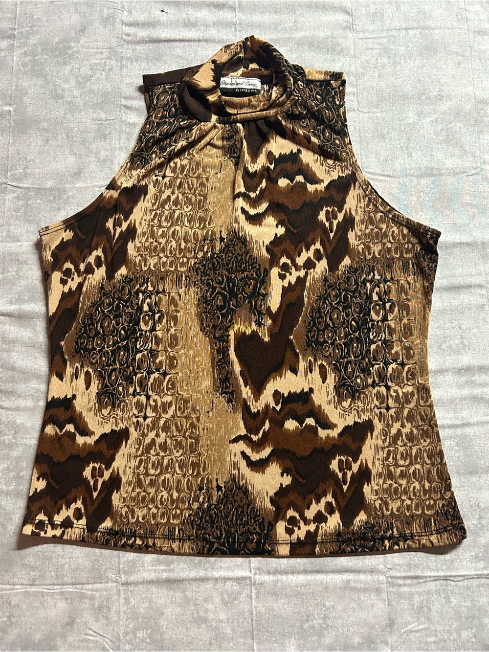 Stephen and Casey Women's M Animal Print Mock Neck Sleeveless Blouse